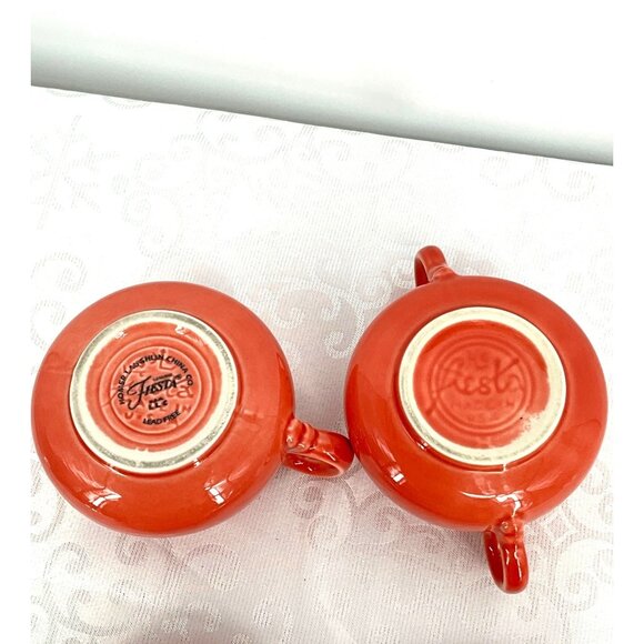 Fiesta "Red Ceramic Creamer & Sugar Bowl Set With Tray Vintage Homer Laughlin Po - Picture 3 of 9